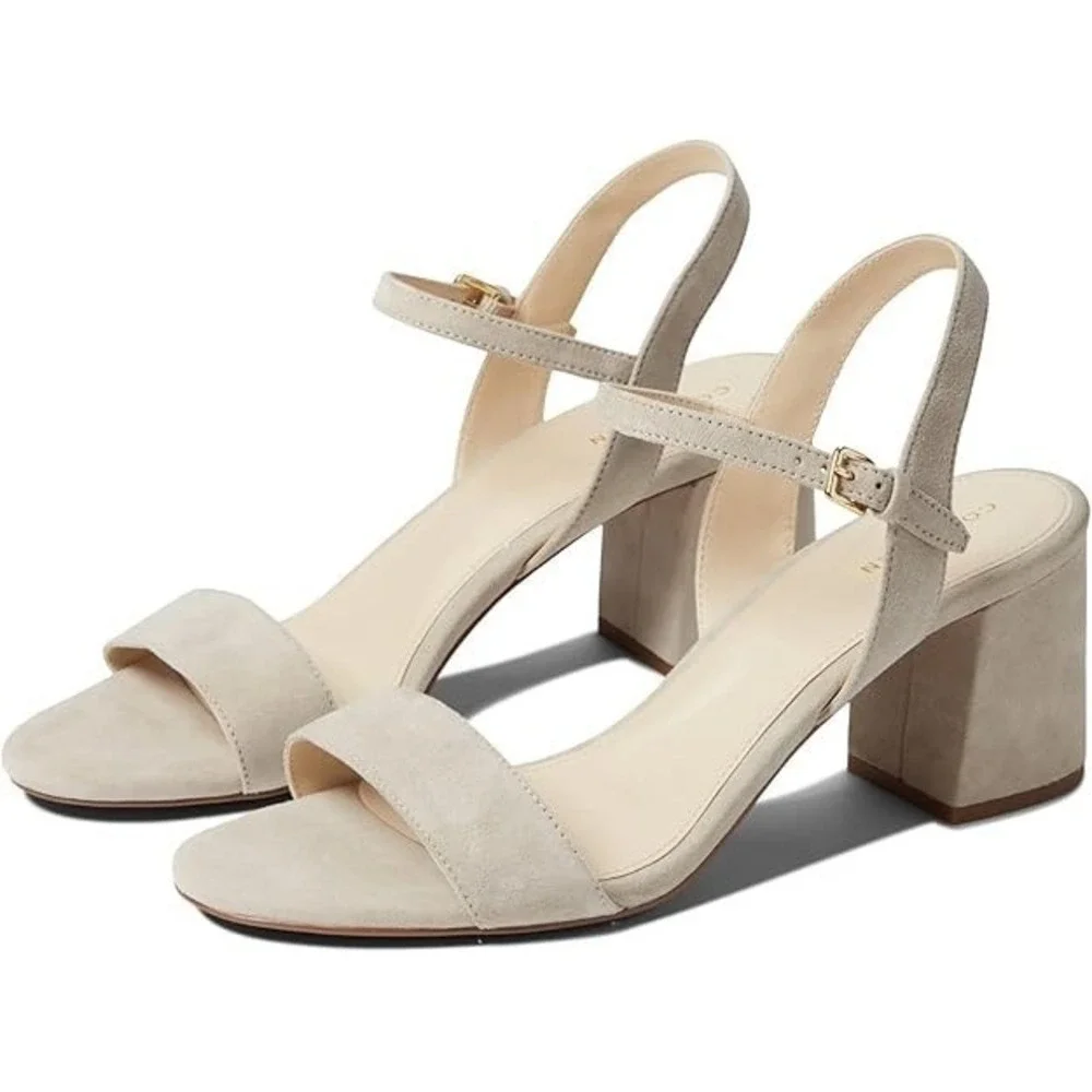 Cole Haan Women's Josie Block Heel Sandal, 65mm, Mortar Suede, Size 11 - Picture 1 of 5